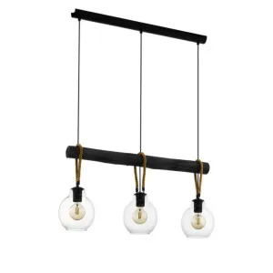 Eglo Roding 3 Light Bar Pendant Light (E27) Black by Eglo, a Pendant Lighting for sale on Style Sourcebook