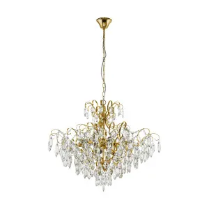 Eglo Fenoullet Brass Crystal Pendant Light (E14) 9 Light by Eglo, a Chandeliers for sale on Style Sourcebook