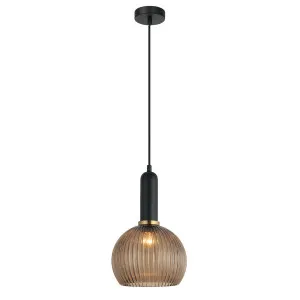 CLA Vintaj Ribbed Wine Glass Pendant (E27) Amber by Compact Lamps Australia, a Pendant Lighting for sale on Style Sourcebook