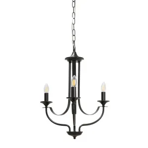 Black Fiorentino Hoodshire Chandelier (E14) 3 Light by Fiorentino, a Chandeliers for sale on Style Sourcebook