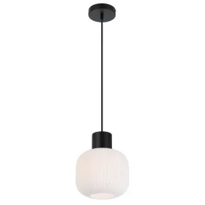 Black and Opal Glass Nori Telbix Traditional Single Pendant Light (E27) Medium by Telbix, a Pendant Lighting for sale on Style Sourcebook