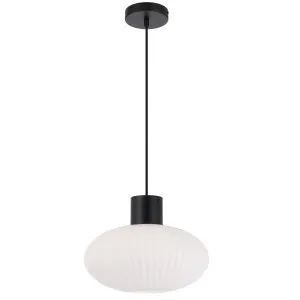 Black and Opal Glass Nori Telbix Traditional Single Pendant Light (E27) Large by Telbix, a Pendant Lighting for sale on Style Sourcebook