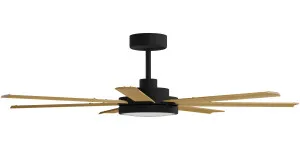 Calibo Alula 60" (1524mm) 7 Blade Indoor/Outdoor DC Ceiling Fan with 24W Light & Remote Black & Teak by Calibo, a Ceiling Fans for sale on Style Sourcebook