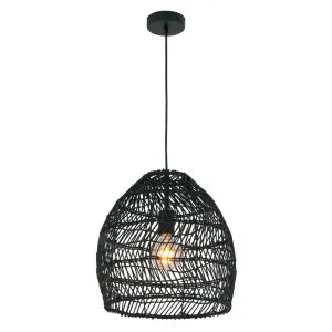 CLA Coup Rattan Pendant Light (E27) Black by Compact Lamps Australia, a Pendant Lighting for sale on Style Sourcebook