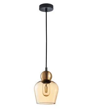 Amber CLA Champan Glass Ellipse Pendant (E27) 1 Light by Compact Lamps Australia, a Pendant Lighting for sale on Style Sourcebook