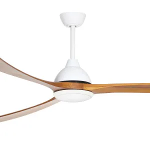 Fanco Sanctuary DC 92" Solid Timber Blade Indoor/Outdoor Ceiling Fan with 24w LED CCT Light and Remote White & Teak by Fanco, a Ceiling Fans for sale on Style Sourcebook