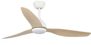 Fanco Eco Style 60" DC Indoor/Outdoor Ceiling Fan with 24W CCT LED Light and Remote White & Beechwood by Fanco, a Ceiling Fans for sale on Style Sourcebook