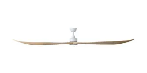 Eglo Currumbin 100" DC Timber Ceiling Fan with Remote White & Natural by Eglo, a Ceiling Fans for sale on Style Sourcebook