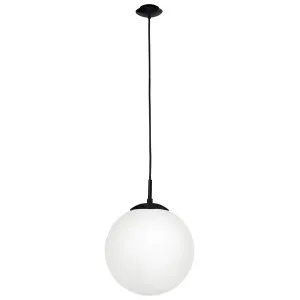 Eglo Rondo 1 Light Black & Opal Glass Pendant 250mm by Eglo, a Pendant Lighting for sale on Style Sourcebook