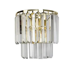 Fiorentino Karina 2 Light Crystal Wall Light (E14) Gold by Fiorentino, a Wall Lighting for sale on Style Sourcebook