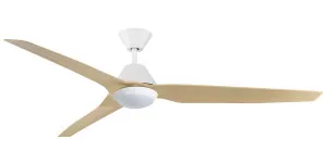 Fanco Smart Infinity-iD 64" (1620mm) DC Ceiling Fan With 18W Dimmable CCT LED Light & Remote White & Beechwood by Fanco, a Ceiling Fans for sale on Style Sourcebook