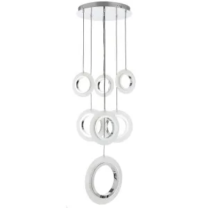 Telbix Luna 7 Ring LED Pendant Light Chrome by Telbix, a Pendant Lighting for sale on Style Sourcebook