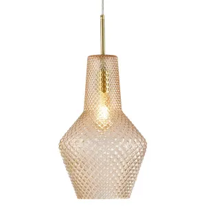 Calibo Avian 1 Light Diamond Cut Pendant Light Gold and Amber by Calibo, a Pendant Lighting for sale on Style Sourcebook