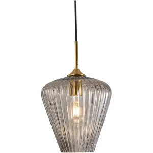 Calibo Ribbon Fluted Glass 230mm Pendant Light Smoke by Calibo, a Pendant Lighting for sale on Style Sourcebook