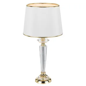 Telbix Diana Silk White Shade With Crystal Table Lamp Gold by Telbix, a Table & Bedside Lamps for sale on Style Sourcebook