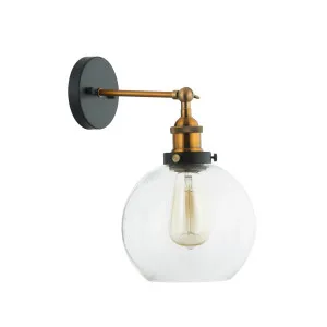 CLA Pesini Wine Glass Interior Wall Light with Antique Brass Highlight (E27) Clear by Compact Lamps Australia, a Wall Lighting for sale on Style Sourcebook