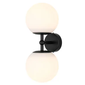 Eterna Telbix Handcrafted Twin Wall Lamp (E27) Black & Opal Glass by Telbix, a Wall Lighting for sale on Style Sourcebook