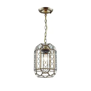 Antique Brass and Glass Lantern Pendant Light 1 Light by Evertop, a Pendant Lighting for sale on Style Sourcebook