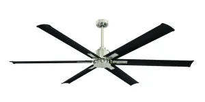 Rhino Industrial Style 84" DC Ceiling Fan With Remote by Mercator Brushed Chrome And Black Blades by Mercator, a Ceiling Fans for sale on Style Sourcebook