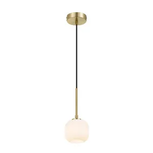 Telbix Bobo 1 Light Ribbed Barrel Glass LED Pendant Light Antique Gold by Telbix, a Pendant Lighting for sale on Style Sourcebook