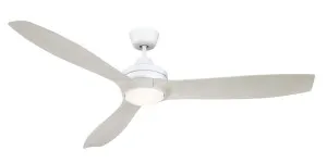 Mercator Lora 60" DC Ceiling Fan With Dimmable 18W CCT LED Light And Remote White and Whitewash by Mercator, a Ceiling Fans for sale on Style Sourcebook