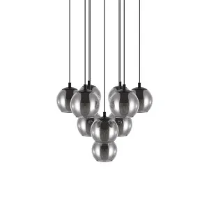 Eglo Ariscani Black Transparent Vaporised Glass Pendant Light 10 Light by Eglo, a Pendant Lighting for sale on Style Sourcebook