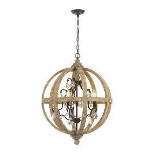 Telbix Florin Round Wood and Iron Cage Pendant Light (E14) 5 Light by Telbix, a Pendant Lighting for sale on Style Sourcebook