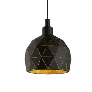 Eglo Roccaforte Black and Gold Pendant Light 170mm by Eglo, a Pendant Lighting for sale on Style Sourcebook