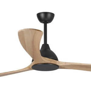 Fanco Sanctuary DC 70" Solid Timber Blade Indoor/Outdoor Ceiling Fan With Remote Matte Black/Natural by Fanco, a Ceiling Fans for sale on Style Sourcebook