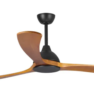 Fanco Sanctuary DC 70" Solid Timber Blade Indoor/Outdoor Ceiling Fan With Remote Matte Black/Teak by Fanco, a Ceiling Fans for sale on Style Sourcebook