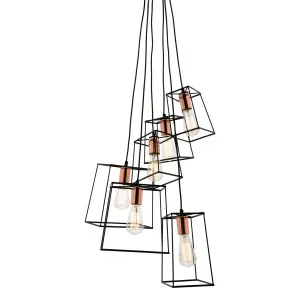 Zappa Copper And Matt Black Cages Pendant Light 6 Light by Mercator, a Pendant Lighting for sale on Style Sourcebook