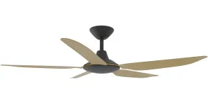 Calibo Storm 52" (1320mm) 5 Blade Indoor/Outdoor DC Ceiling Fan and Remote Black & Bamboo by Calibo, a Ceiling Fans for sale on Style Sourcebook