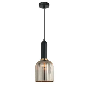 CLA Vintaj Ribbed Ellipse Glass Pendant (E27) Chrome by Compact Lamps Australia, a Pendant Lighting for sale on Style Sourcebook