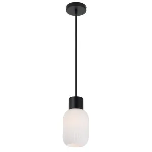 Black and Opal Glass Nori Telbix Traditional Single Pendant Light (E27) Small by Telbix, a Pendant Lighting for sale on Style Sourcebook