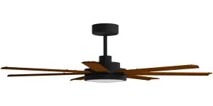 Calibo Alula 60" (1524mm) 7 Blade Indoor/Outdoor DC Ceiling Fan with 24W Light & Remote Black & Koa by Calibo, a Ceiling Fans for sale on Style Sourcebook