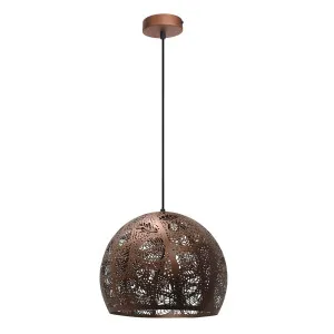 CLA Botanica Embossed Dome Pendant Light (E27) Coffee by Compact Lamps Australia, a Pendant Lighting for sale on Style Sourcebook