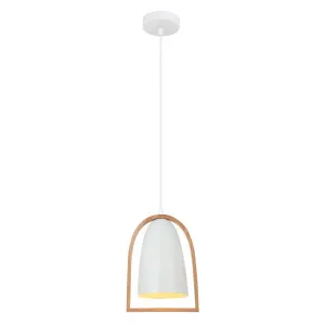 White & Timber CLA Swing Pendant (E27) Ellipse by Compact Lamps Australia, a Pendant Lighting for sale on Style Sourcebook