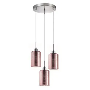 CLA Oblong Iron & Rose Gold Line Pendant Lights (E27) 3 Light Cluster by Compact Lamps Australia, a Pendant Lighting for sale on Style Sourcebook