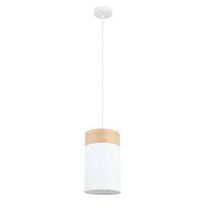 White with Wood Trim CLA Tambura Pendant (E27) Small by Compact Lamps Australia, a Pendant Lighting for sale on Style Sourcebook