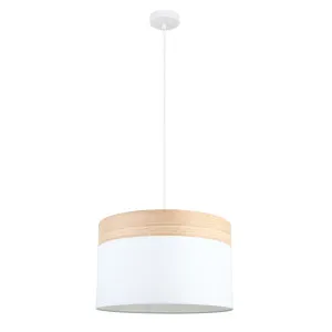 White with Wood Trim CLA Tambura Pendant (E27) Large by Compact Lamps Australia, a Pendant Lighting for sale on Style Sourcebook