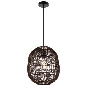 Brown Telbix Rana Woven Pendant (E27) Small by Telbix, a Pendant Lighting for sale on Style Sourcebook