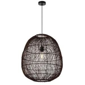 Brown Telbix Rana Woven Pendant (E27) Large by Telbix, a Pendant Lighting for sale on Style Sourcebook