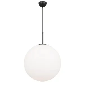 Black Telbix Bally Opal Matt Glass Ball Pendant Light 400mm by Telbix, a Pendant Lighting for sale on Style Sourcebook