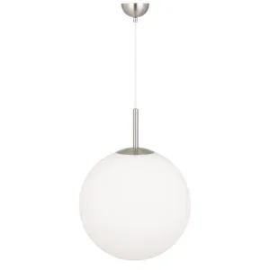 Nickel Telbix Bally Opal Matt Glass Ball Pendant Light 400mm by Telbix, a Pendant Lighting for sale on Style Sourcebook