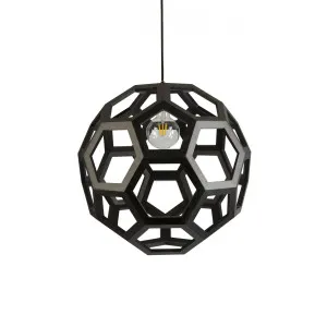 Black Fiorentino Banega Timber Veneer Pendant Light (E27) 500mm by Fiorentino, a Pendant Lighting for sale on Style Sourcebook