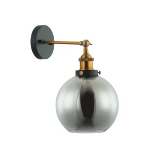 CLA Pesini Wine Glass Interior Wall Light with Antique Brass Highlight (E27) Black smoke by Compact Lamps Australia, a Wall Lighting for sale on Style Sourcebook