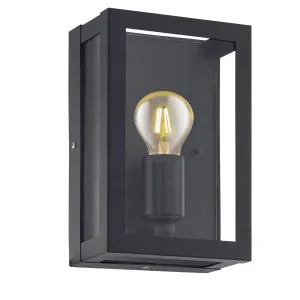 Alamonte 1 Eglo Galvanized Steel IP44 Exterior Wall Light Black by Eglo, a Outdoor Lighting for sale on Style Sourcebook