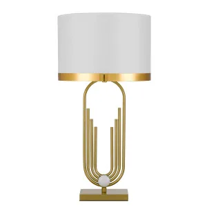 Telbix Roldan Table Lamp (E27) White & Gold by Telbix, a Table & Bedside Lamps for sale on Style Sourcebook