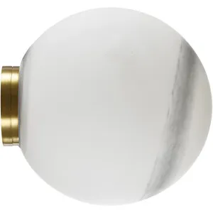 Calibo Crest Alabaster Glass 140mm IP44 Orb Wall Light Brass by Calibo, a Wall Lighting for sale on Style Sourcebook