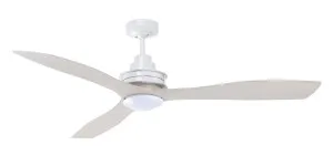 Mercator Clarence 56" Ceiling Fan With 13W CCT LED Light White and Light Timber by Mercator, a Ceiling Fans for sale on Style Sourcebook